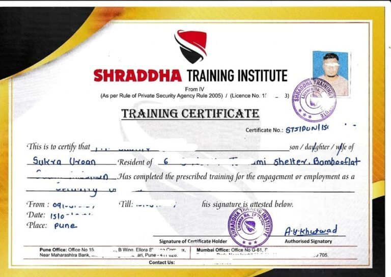 Certified Training for Security Guards & Owners in Andhra Pradesh